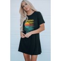 Black Summer Vibes Color Block Short Sleeve Mini Dress