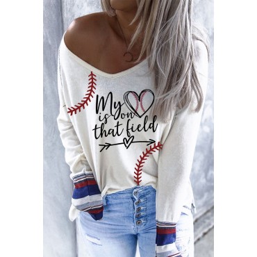 Beige Baseball Print...